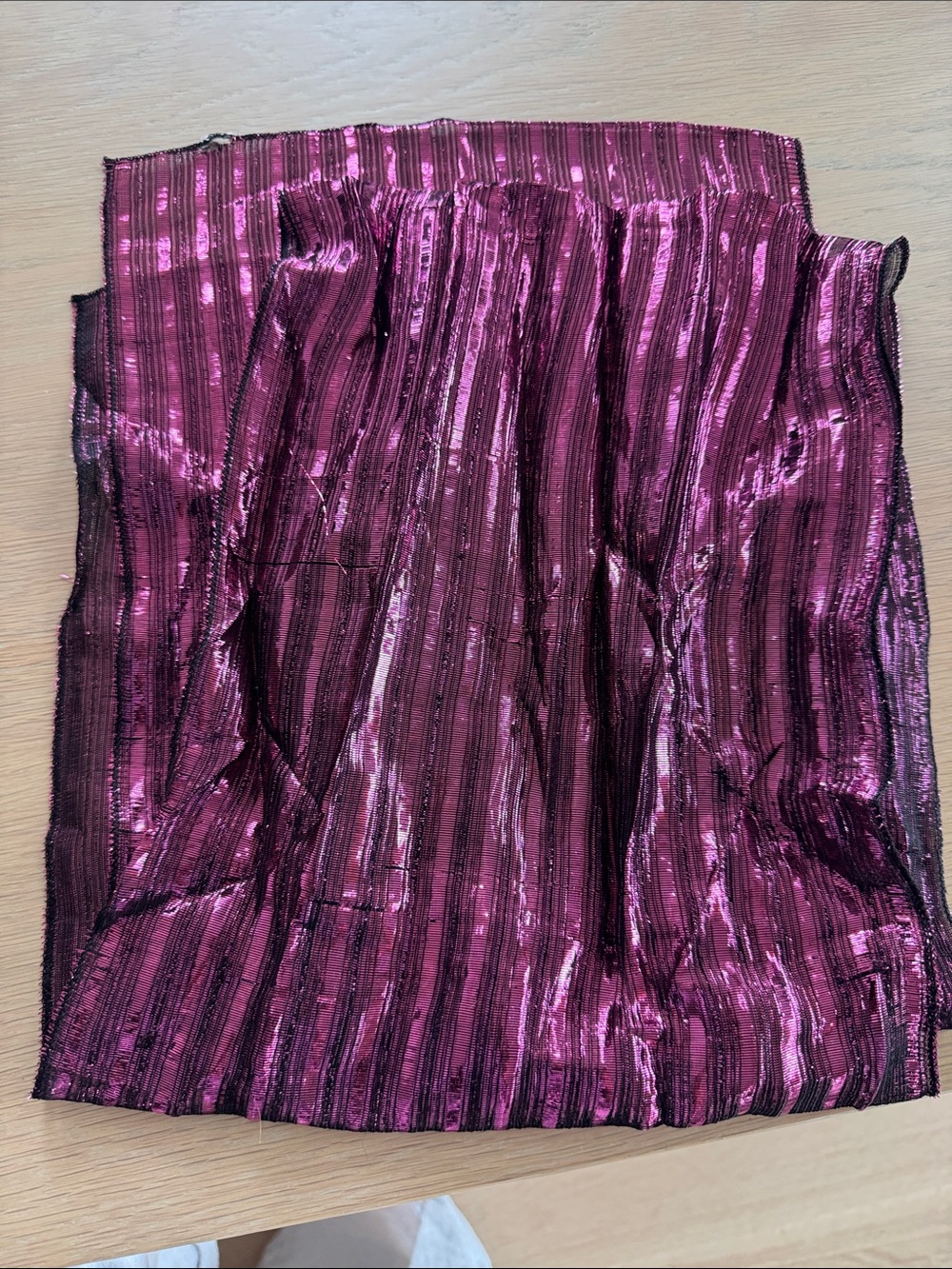 Source Unknown Metallic Magenta Striped Scarf